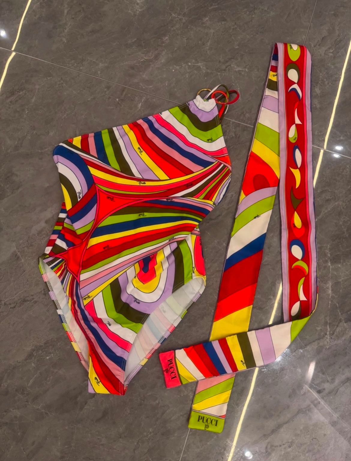 Red Pucci one-piece w/scarf